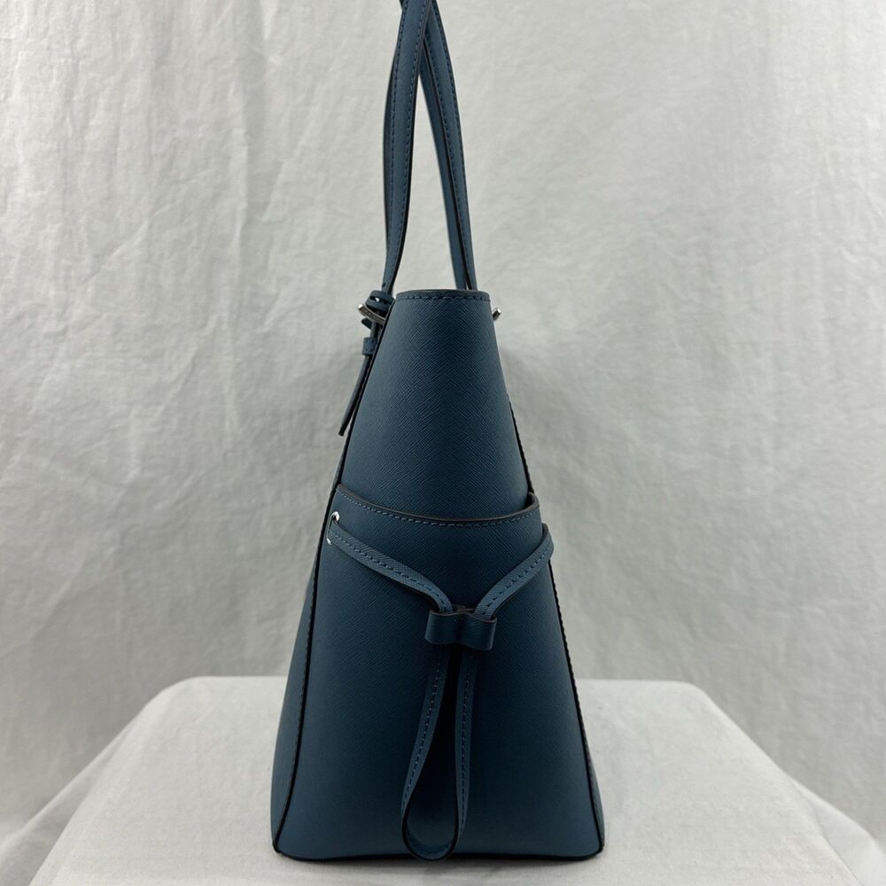 Michael Kors Gilly Drawstring Blue Tote Bag Large Travel Designer Summer Classic - Picture 7 of 12